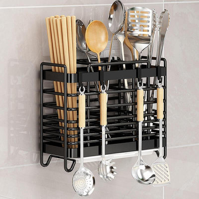 廚房壁掛式筷子收納盒多功能不鏽鋼筷筒籠餐具勺子刀叉瀝水置物架