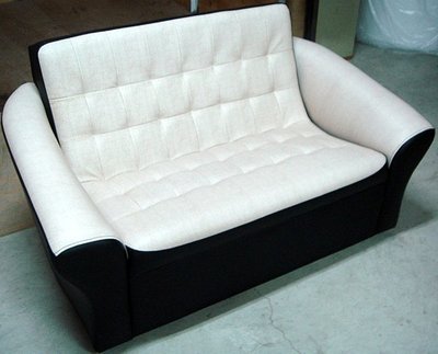 【N D Furniture】台南在地家具-乳膠皮拼色雙人沙發/人體工學弧度沙發/租屋沙發/套房沙發