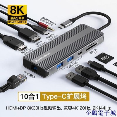 溜溜雜貨檔新品 8K超清typec拓展塢DP1.4雙HDMI2.1轉換器頭120/144Hz擴展手機平板 JJ5X