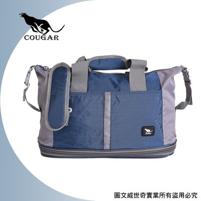 【Cougar】 可加大 可掛行李箱 旅行袋/手提袋/側背袋(7037深藍色)【威奇包仔通】