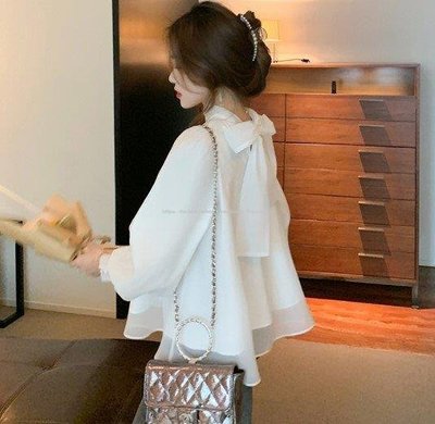 韓國風 長袖寬鬆雪紡衫女秋款娃娃衫時尚甜美氣質小衫上衣~OI214612-雙喜生活館