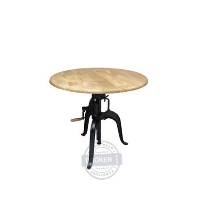 【Decker • 德克爾家飾】LOFT工業風家具 鑄鐵 實木餐桌 吧檯升降桌 原木 布朗圓桌 - 90cm 圓邊