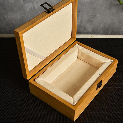 P9IX 竹制硯臺包裝盒文房石硯收納盒首飾盒中式復古禮盒可