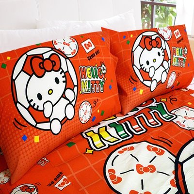 【MS2生活寢具】 三麗鷗授權~ KITTY瘋足球~單人三件式床包被套組