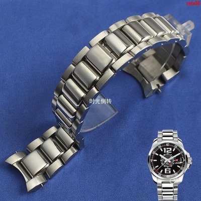 聯名好物-[品質]實心不鏽鋼錶鏈適配蕭邦經典賽車系列男款23MM銀色三株手錶帶鋼帶-全域代購