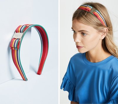 全新義大利製Salvatore Ferragamo Vara Bow Logo Rainbow Headband彩虹髮箍