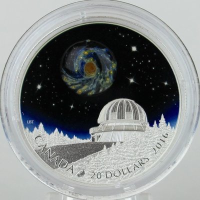 【海寧潮現貨】加拿大2023年宇宙系列1星空鑲藝術玻璃夜光銀幣
