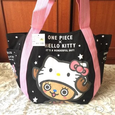 Hello Kitty*One Piece喬巴 帆布包/手提袋/購物袋/肩背包/側背包/收納包/A4可放～航海王 海賊王