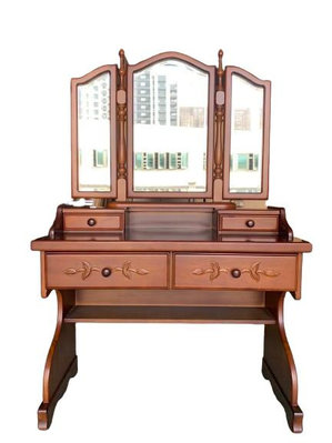 鑫高雄駿喨二手貨家具(全台買賣)---4尺 半實木 復古 三面鏡 化妝台  梳妝台  鏡台 化妝鏡