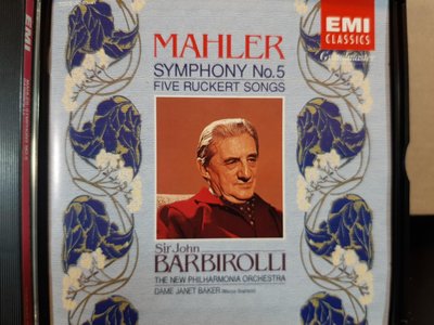 Barbirolli,Baker,Mahler-Sym No.5,5 Ruckert Songs,巴畢羅里指揮新愛樂管弦，演繹馬勒-第五號交響曲，5首魯克特歌曲