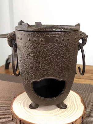 二手 日本鑄鐵復古碳爐 日式風爐茶爐低出售 茶壺 茶具 鐵壺【真棒紫砂】87