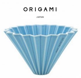 【豐原哈比店面經營】日本ORIGAMI 摺紙咖啡陶瓷濾杯-M(霧藍色)
