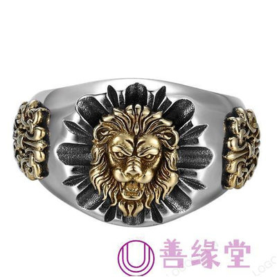飾品R11888精緻個性歐美復古皇室獅子頭925純銀/泰銀開口戒指善緣堂