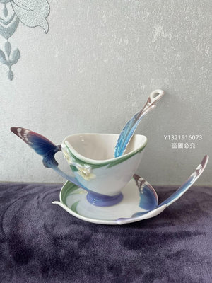 Franz法藍瓷蝶舞系列杯盤勺（全新有原盒）-【聚寶閣】6425