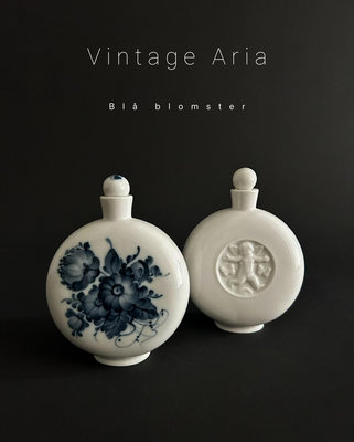 ｜丹麥皇家哥本哈根手繪藍花，天使浮雕醒酒壺，收納瓶，