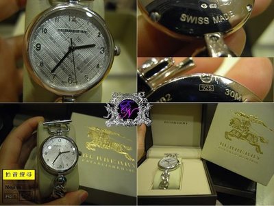 Nejma由內到外連錶針都是925純銀白K金BURBERRY錶面是純銀經典格紋雕刻的雋永珠寶錶銀手鍊錶