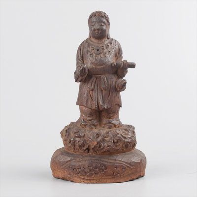 YUCD日據時期--人型老神像--小小老木雕(疑似是佛祖!!罕見無上色)210430-11
