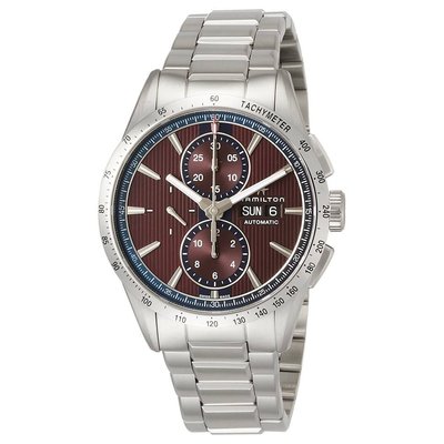 HAMILTON BROADWAY H43516171 漢米爾頓 手錶 機械錶 43mm 酒紅色面盤 鋼錶帶 男錶女錶