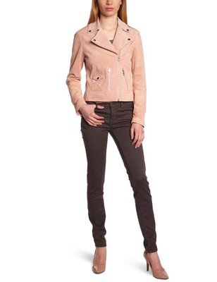 法國品牌真皮皮衣騎士外套 中大尺寸 裸粉色 L