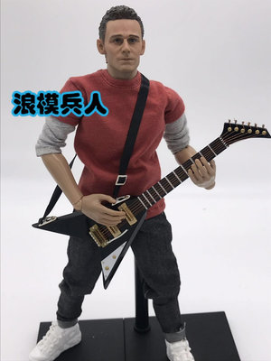 新款推薦收藏模型 兵人 1/6 樂器 吉他 貝斯 電吉他 黑色V型 精美盒裝 BJD 小布 促銷