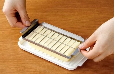 14941A 日本製  起司奶油切割器 不銹鋼刀黃油盒收納盒 切豆腐起士盒好用便利小物廚房家用廚具