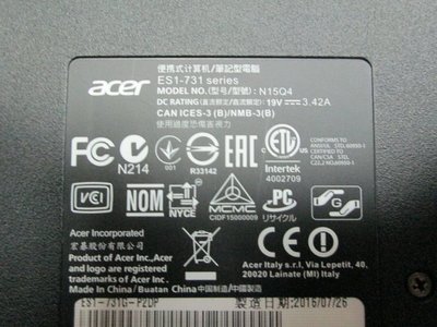 台中筆電維修：宏碁 ACER ES1-731G 筆電保固內面板破,保固外人為內面板破,面板泡水維修,更換全新面版