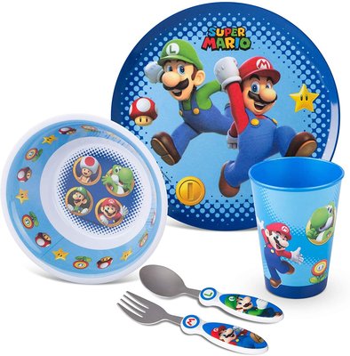 預購 美國帶回 Super Mario 超級瑪莉 馬力歐 幼兒 兒童餐具組 生日禮 彌月禮 禮盒組