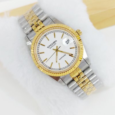 日本Tivolina經典錶款半金半銀不鏽鋼手錶36mm/紳士男錶/藍寶石水晶鏡面/特價