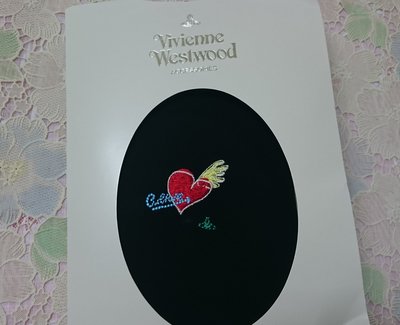 (*_*)蕾卡小鋪~日本Vivienne Westwood 褲襪 黑色 愛心飛翼Logo絲襪 約50丹 素面黑色~