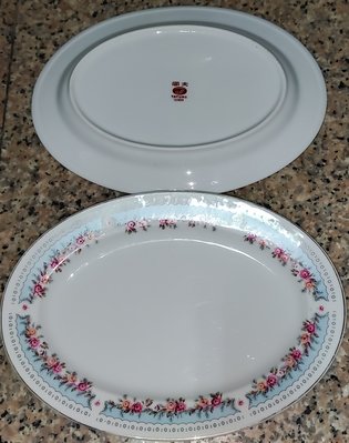 早期 大同 雙色玫瑰彩繪 2大腰子盤+1大碗公+4飯碗+2醬油碟+10湯匙