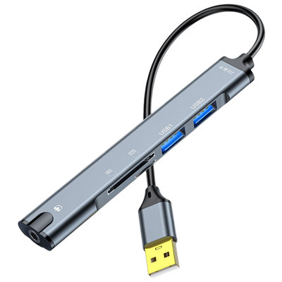 【揪好買＊HUB集線器】全新 NC04 USB2.0+SD+TF+3.5mm音頻孔多功能轉換器 音效卡 2孔USB2.0 接耳機麥克風音箱 MAC微軟通用