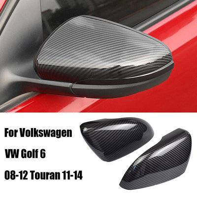 《車友集》單邊 福斯外殼替換vw大眾golf 6 MK6 GTI 2009-2014 後視鏡外殼蓋亮黑色 碳纖維後視鏡蓋