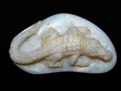 【Texture & Nobleness 低調與奢華】天然無處理 澳洲 蛋白石雕刻藝術 - 盤古鱷魚 18.4克拉