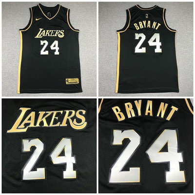 熱賣精選 NBA球衣 球褲 科比24號湖人隊2021年新款黑金刺繡球衣Kobe Bean Bryant籃球服男