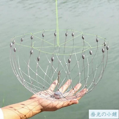 開合籠螃蟹鉤網釣螃蟹釣大閘蟹工具神器專用自動收放捕釣螃蟹網