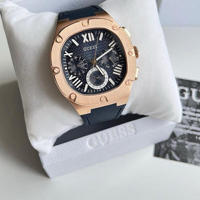 GUESS Headline 方型藍色錶盤 藍色矽膠錶帶 羅馬數字 石英 男士手錶 GW0571G2