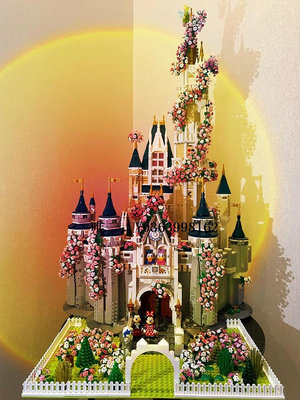 城堡迪士尼櫻花公主城堡建筑模型女孩系列中國積木拼裝玩具情人節禮物玩具