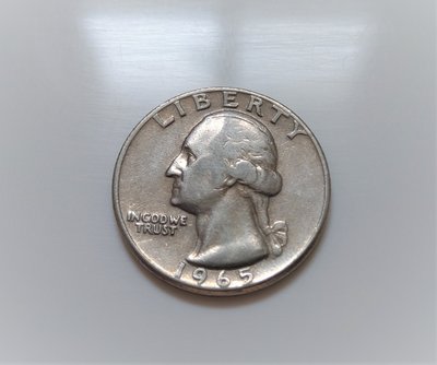 美品 1965 年 美國 國徽 鷹 Washington Quarter ¼ Dollar 美元 錢幣 鎳幣