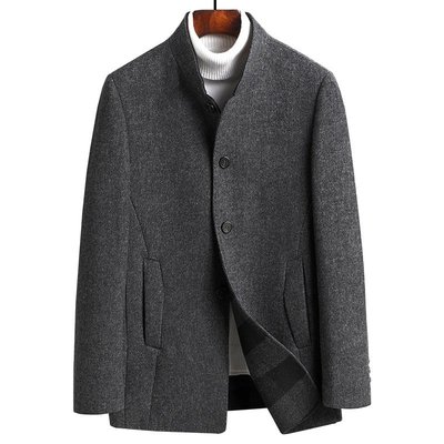韓版西裝外套風衣外套2023新款立領男士雙面呢大衣SW19A8582