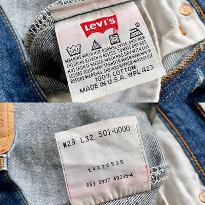 美國製造Levi's 501xx wash denim Jeans 純棉斜紋布直筒牛仔褲古著