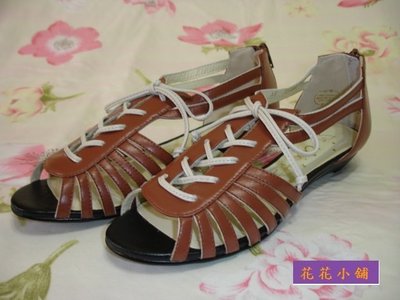 花花小舖 ~(滿2件再9折) iki2 全新歐風綁帶蝶結羅馬式楔型涼鞋(一日特價399元)