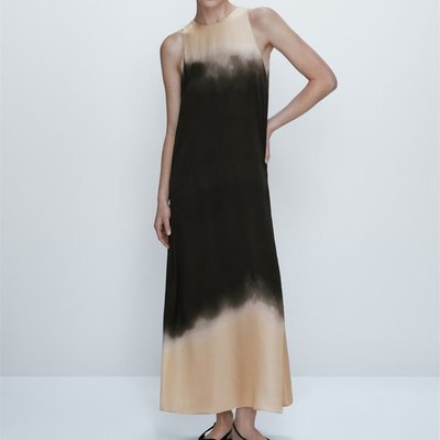 【全新現貨】Massimo Dutti 西班牙 歐美女裝 夏季新品無袖混紡印扎染花圓領氣質背心裙連衣裙