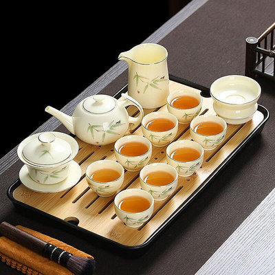 陶瓷茶具套裝家用會客便捷簡約功夫茶杯泡茶茶壺小型茶盤全套