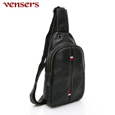 【vensers】小牛皮潮流個性包~胸包(N302301黑色)