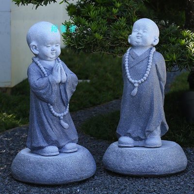 促銷打折  庭院擺件日式庭院石雕小和尚佛像擺件中式枯山水戶外造景禪意裝飾品小沙彌