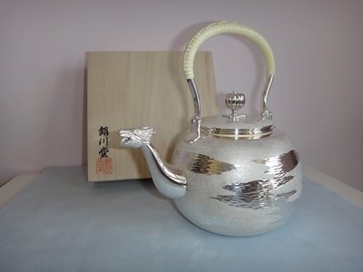 日本銀川堂  純銀茶壺(龍嘴)  重約540公克  台中面交可