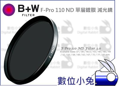 數位小兔【B+W F-Pro 110 ND 58mm 單層鍍膜 減光鏡】 捷新 ND1000 減十格 E 濾鏡 公司貨