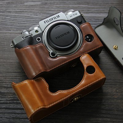 適用Fujifilm/富士X-T4相機包 xt4半套底座 復古皮套手柄 保護套