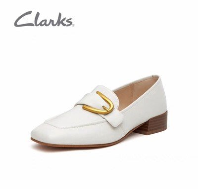 Angel潮牌購~Clarks女鞋舒適英倫小皮鞋方跟搭扣樂福鞋女Pure Dress