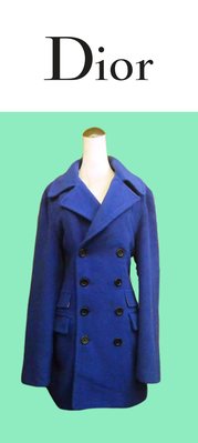 經典名牌~【Dior】寶藍色保暖中長大衣~GK